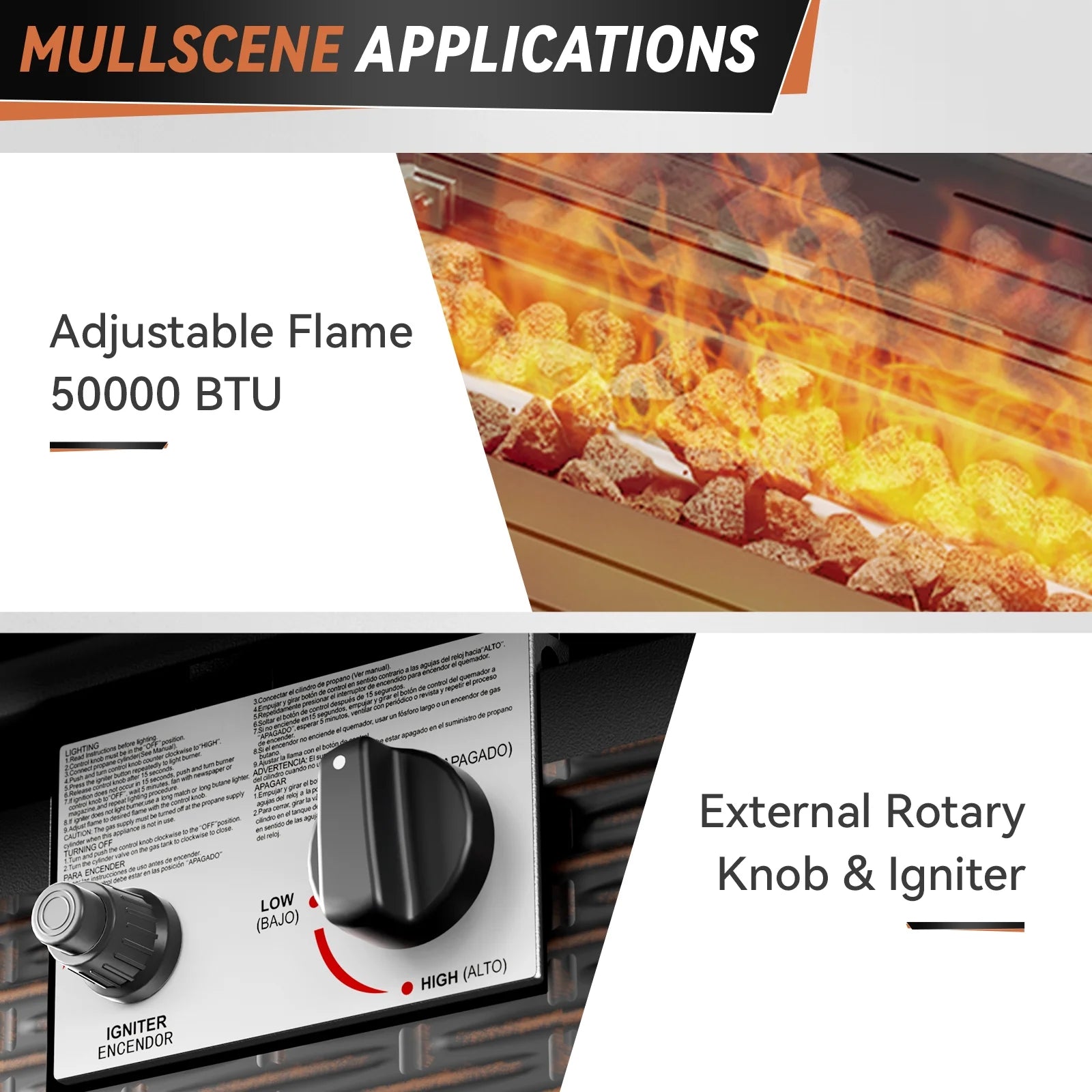 7 Piece Outdoor Patio Furniture Set, Patio Furniture Set with Fire Pit Table Rattan Wicker Patio Furniture Set, Brown Wicker & Beige Cushion