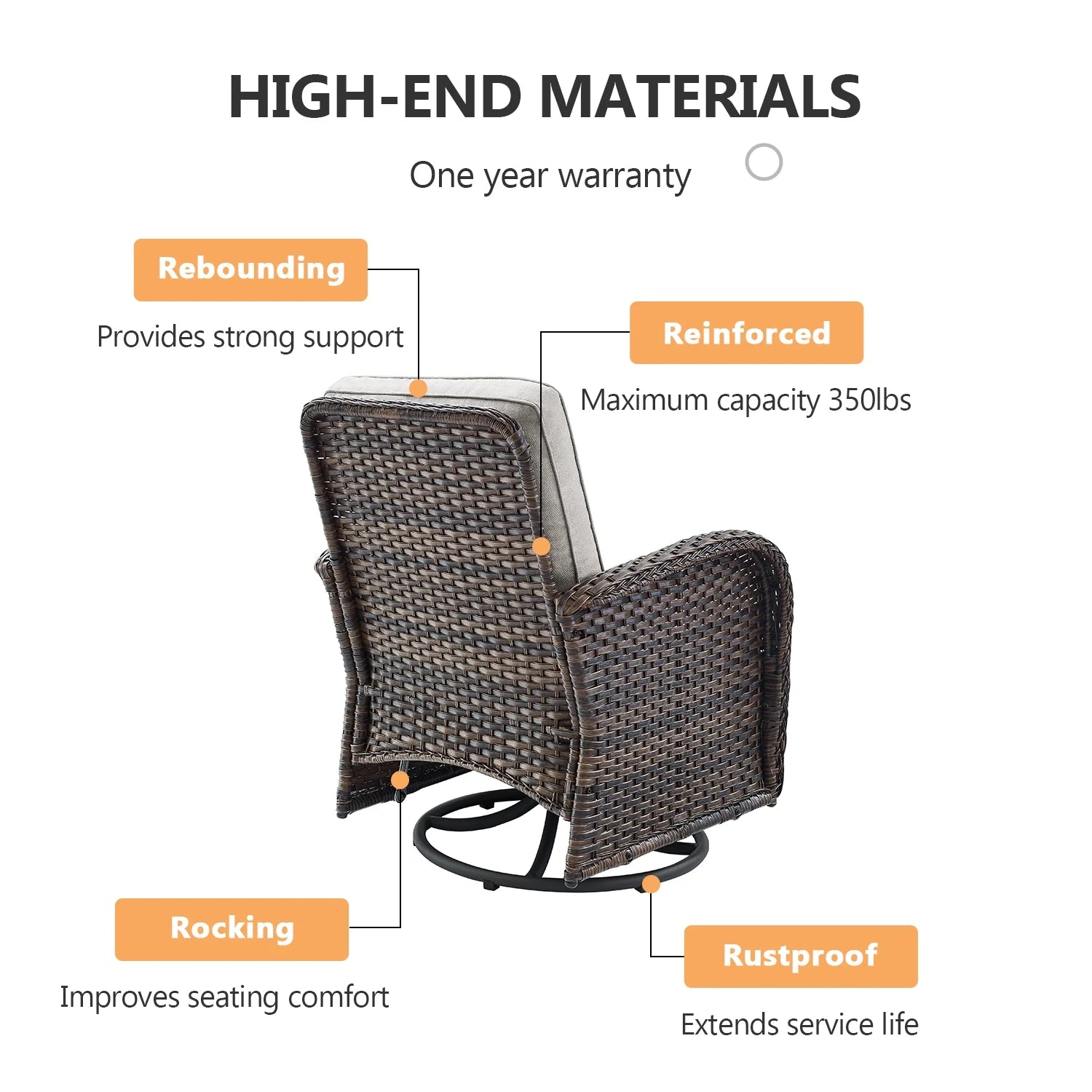 7 Piece Outdoor Patio Furniture Set, Patio Furniture Set with Fire Pit Table Rattan Wicker Patio Furniture Set, Brown Wicker & Beige Cushion