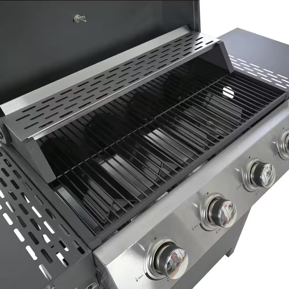 4-Burner Propane Gas Barbecue Grill with Stainless Steel Grill in Black